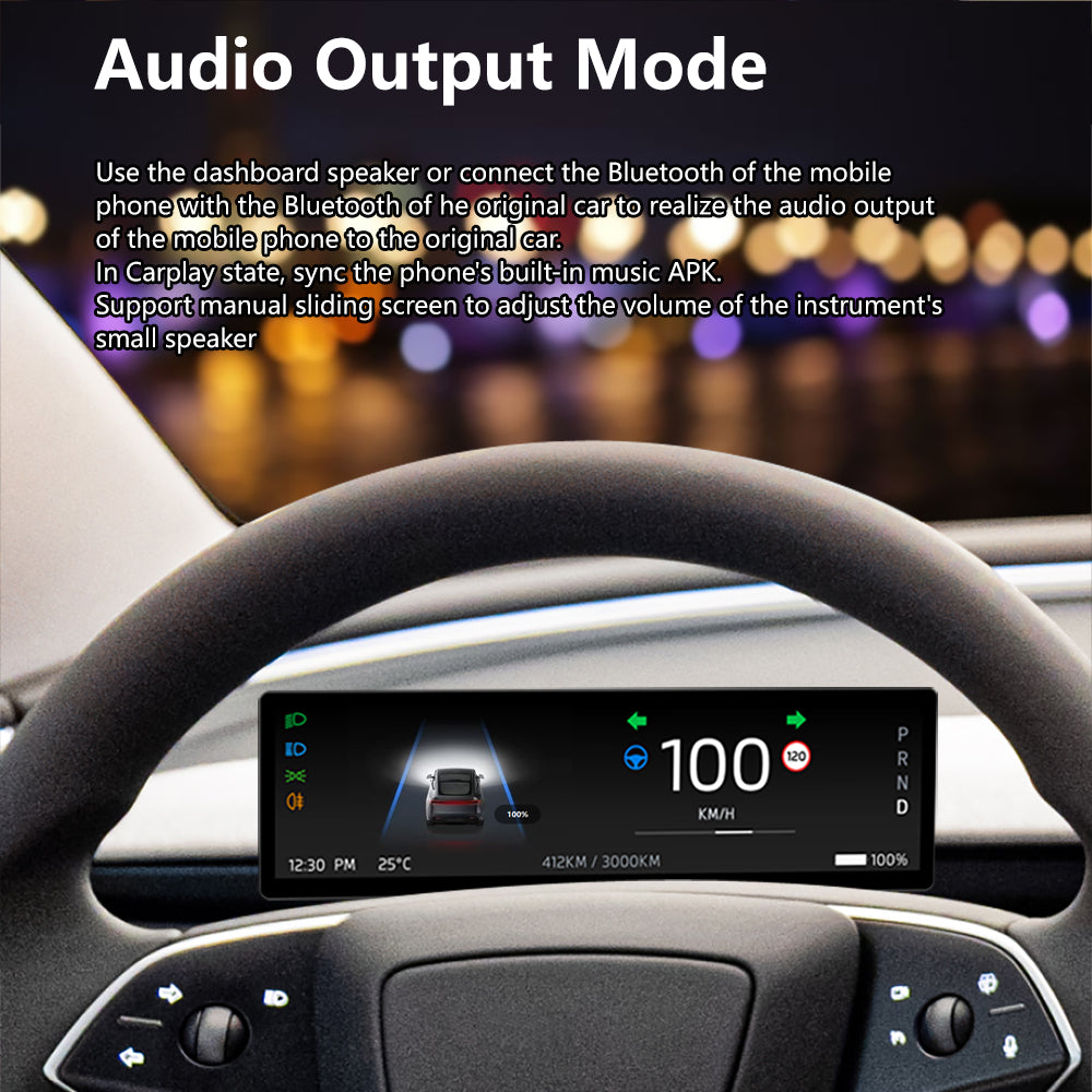Schermo cruscotto con videocamera anteriore supporto a CarPlay e Android Auto - Tesla Model 3 e Model Y