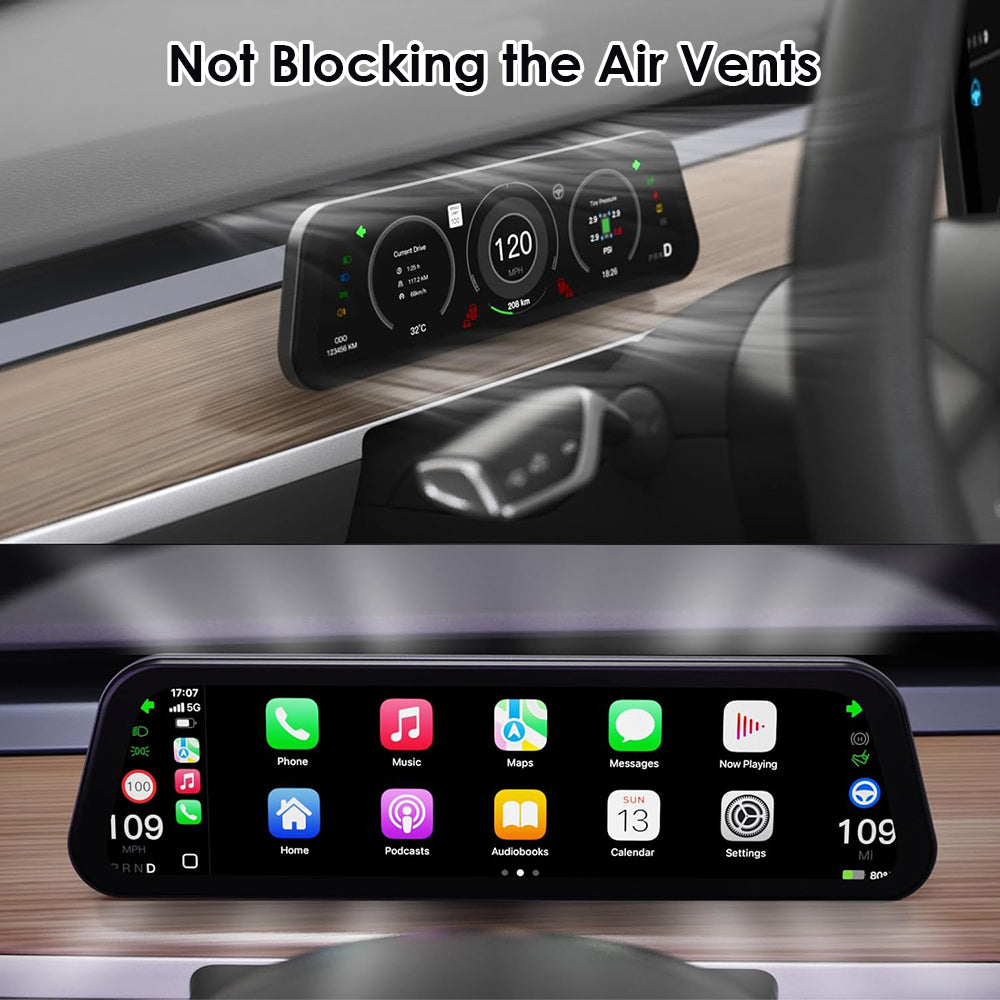 Schermo cruscotto con videocamera anteriore supporto a CarPlay e Android Auto (Versione Elite) - Tesla Model 3 e Model Y