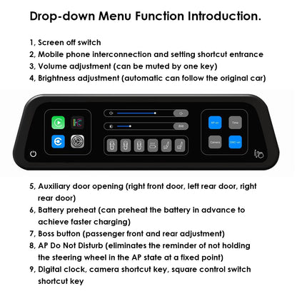 Schermo cruscotto con videocamera anteriore supporto a CarPlay e Android Auto (Versione Elite) - Tesla Model 3 e Model Y